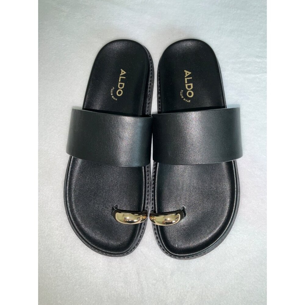 Aldo Black Sandals with Gold Accent